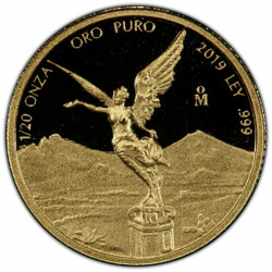 2019-Mo 1/20 Oz PROOF GOLD MEXICAN LIBERTAD PCGS PR69DCAM Gold Shield Coin.