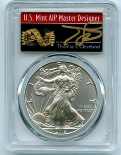 2019 1 Oz Silver $1 EAGLE PCGS MS70 First Day Issue Thomas Cleveland Arrows Coin.