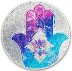 2022 1 Oz PROOF Silver $5 Palau HAND OF HAMSA Coin.
