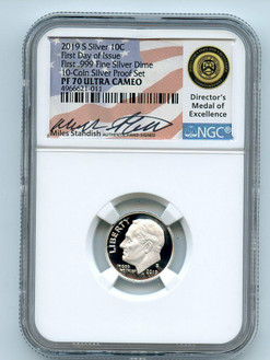 2019 S 10C Silver ROOSEVELT Dime NGC PF70UCAM First Day FDOI Miles Standish 