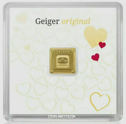 1 Gram GOLD HEART GEIGER Bar In Assay..