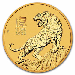 2022 1/2 Oz GOLD $50 Australia YEAR OF THE TIGER MS70 Gold Shield Label Coin.