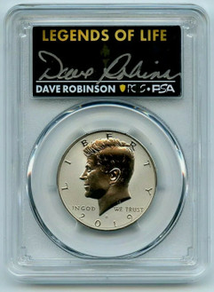 2019-S 50C Legends Of Life REVERSE PROOF KENNEDY PCGS PR70 Dave Robinson Coin.