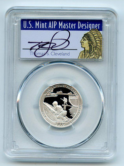 2019-S 25C WAR IN THE PACIFIC NP PR70DCAM FDOI Cleveland Native Silver Coin.
