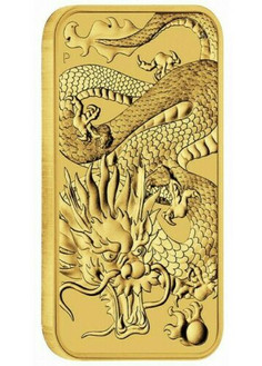 2022 1 Oz GOLD $100 Australia DRAGON Rectangular BU Coin.
