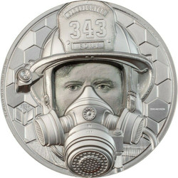 2021 1 Oz PLATINUM $250 Cook Islands Real Heroes FIREFIGHTER Queen Elizabeth II Proof Coin.