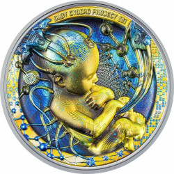 2022 3 Oz BLACK PROOF Silver $20 Palau THE BABY Cyborg Revolution Coin.
