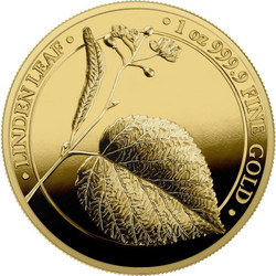 2022 1 Oz GOLD 100 Mark Germany Mythical Forest LINDEN LEAF Proof Coin.