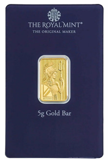 5 Grams GOLD Great British Royal Mint BEST WISHES BRITANNIA Bar WITH Blister Pack.