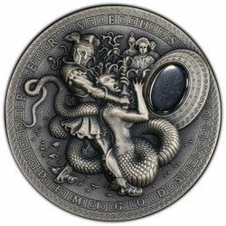 2018 2 Oz Silver $2 Niue Demigods PERSEUS PCGS MS70 Gold Shield Coin.