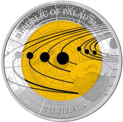 2017 8.3g PROOF Silver,6.7g Niobium, $2 SATURN Solar System Silver Coin.
