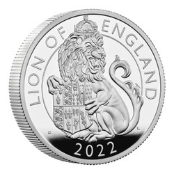 2022 2 Oz PROOF Silver £5 Great Britain Tudor Beasts LION OF ENGLAND Coin.
