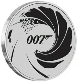 2022 1 Oz Silver $1 Tuvalu JAMES BOND 007 No Time To Die Colored Coin In Card.