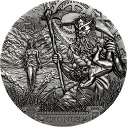 2021 $20 Cook Islands Titans CRONUS Antique Finish 3 Oz Silver Coin.