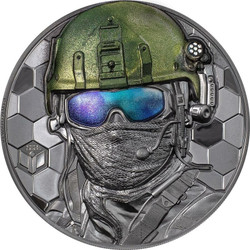 2022 3 Oz Silver $20 Cook Islands Real Heroes SPECIAL FORCES Black Proof Coin.