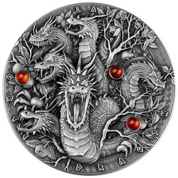 2022 $2 Niue GREEK DRAGON Antique Finish 2 Oz Silver Coin.