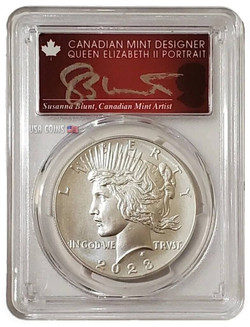 2023-P $1 PEACE DOLLAR PCGS MS70 FDOI Susanna Blunt Signature Silver Coin.
