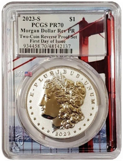 2023-S $1 Reverse Proof MORGAN DOLLAR PCGS PR70 FDOI San Francisco Golden Gate Label Silver Coin.