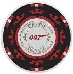 2023 1 Oz Silver $1 Tuvalu JAMES BOND CASINO ROYALE CHIP Colored Coin In Card.