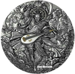 2021 2 Oz Silver $5 Niue Heavenly Kings CHIGOUTIAN Antique Finish Coin.