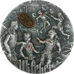 2021 2 Oz Silver $5 Niue The Witcher BLOOD OF ELVES Antique Finish Coin.