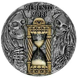 2020 2 Oz Silver $5 Niue Hourglass MEMENTO MORI Antique Finish Coin.