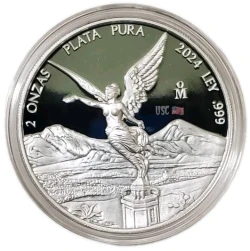 2024 2 Oz Silver MEXICAN LIBERTAD Proof Coin.