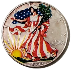 2000 1 Oz Silver $1 AMERICAN EAGLE Colored Coin WITH Beautiful Natural Tone.l Tone.