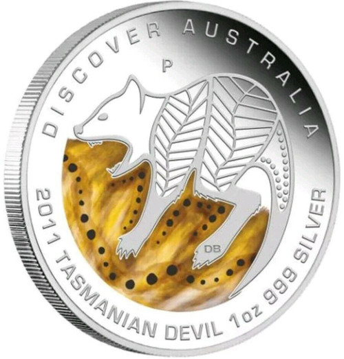 2011 1 Oz PROOF Silver Discover Australian Tasmanian Devil Coin WITH BOX AND COA