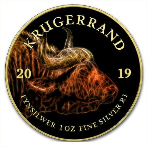 2019 1 Oz SilverThe African Big Five VOLTAIC BUFFALO KRUGERRAND Coin, 24K GOLD.