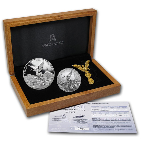 2012 1 Oz PROOF Silver, 1/2 Oz BU Silver Mexican LIBERTAD Set