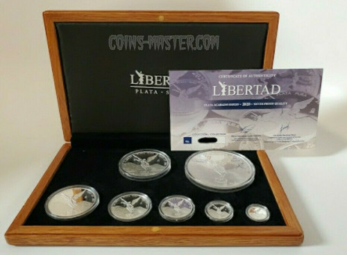 2020 8.9 Oz PROOF Silver MEXICAN LIBERTAD 7 Coin Set WITH COA.