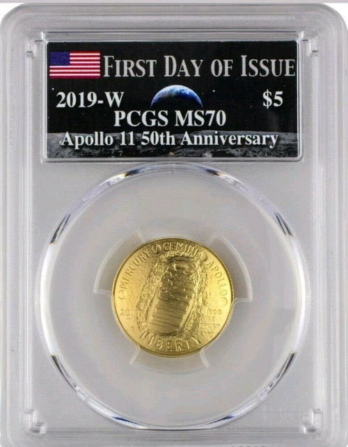 2019-W Apollo 11 50th Anniversary Gold Coin PCGS MS70 FD Moon Label