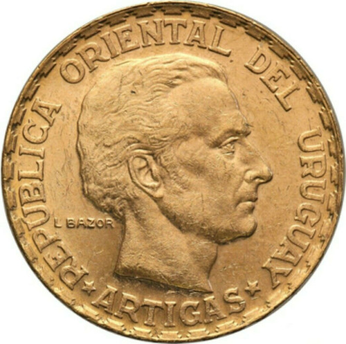 RARE 1930 8.48 Grams GOLD URUGUAY 5 PESOS Lettered Edge Coin.