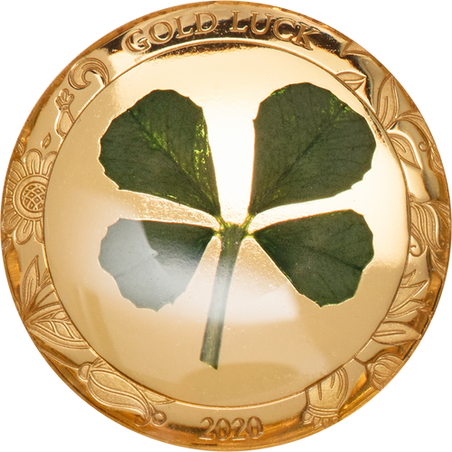 2020 $1 Palau Good Luck FOUR LEAF CLOVER PROOF GOLD Coin.