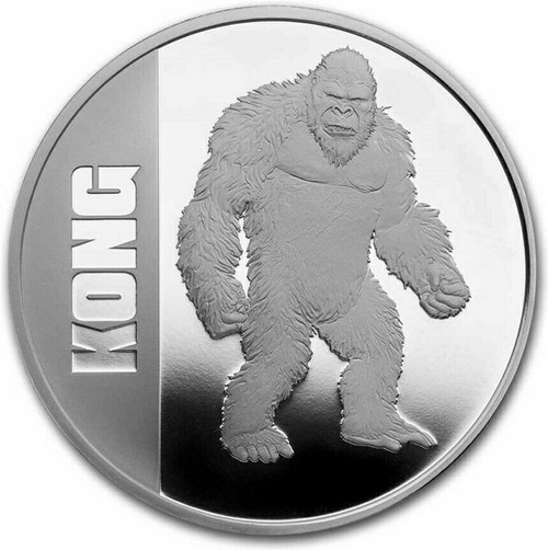 2021 1 Oz PROOF Silver $2 Niue KONG Coin WITH BOX N COA.