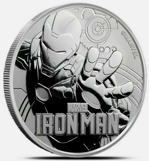 2018 1 Oz Silver $1 Tuvalu IRON MAN Marvel Comics Coin.