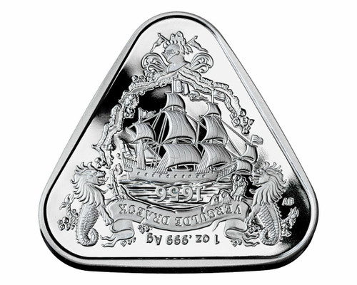 2020 1 Oz Proof Silver Australia Shipwrecks Series VERGULDE DRAECK Triangular Coin.