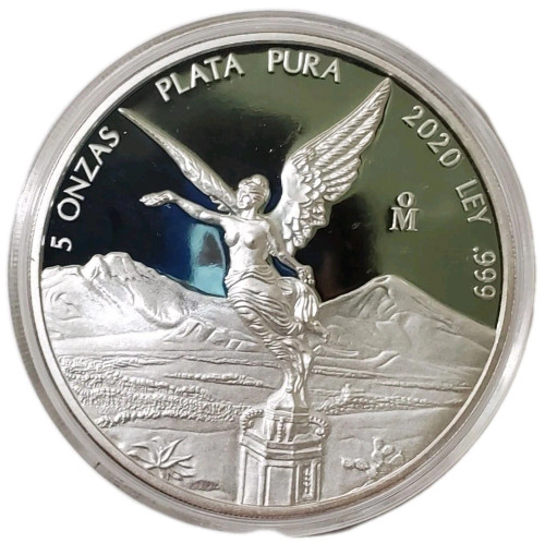 2020 5 Oz PROOF Silver MEXICAN LIBERTAD Coin In Capsule.