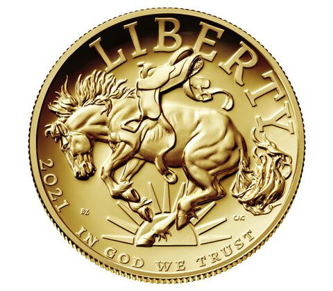 2021-W 1 Oz GOLD AMERICAN LIBERTY High Relief Coin.