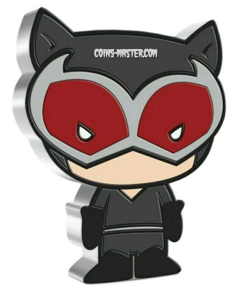 2021 1 Oz PROOF Silver $2 Niue CATWOMAN Chibi DC Comics Coin.