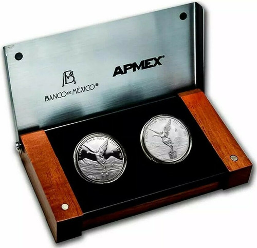 2021 2x1 Oz Silver MEXICAN LIBERTAD PROOF AND REVERSE PROOF Coins Set.