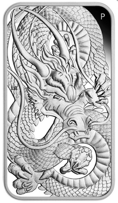 2021 1 Oz Silver $1 Australia DRAGON Rectangular Proof Coin.