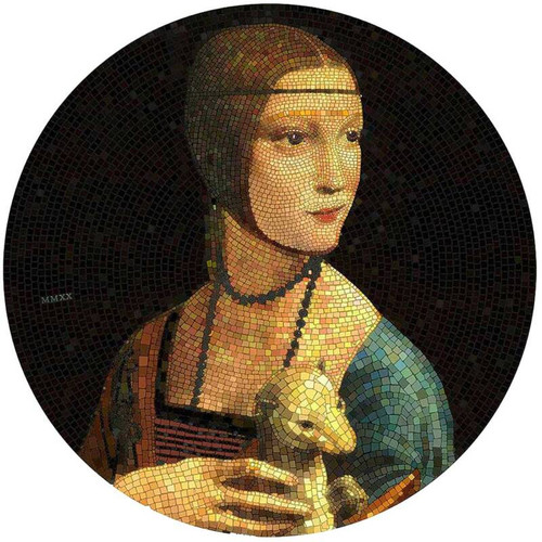 2020 3 Oz Silver $20 Palau LADY WITH AN ERMINE Great Micromosaic Passion Coin.