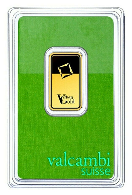 RARE 10 Grams GOLD GREEN VALCAMBI SUISSE Bar In Assay.