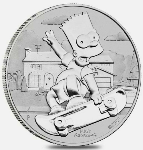 2020 1 Oz Silver $1 Tuvalu BART SIMPSON BU Coin.