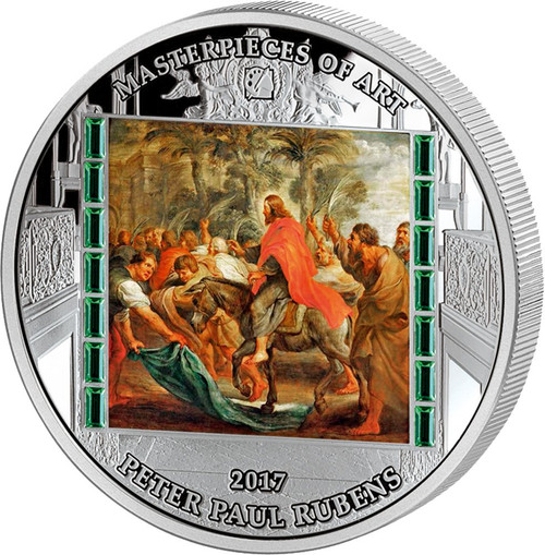 2017 3 Oz PROOF Silver $20 Cook Island Christ's Entry Into Jerusalem PETER PAUL RUBENS Art Masterpieces Coin.