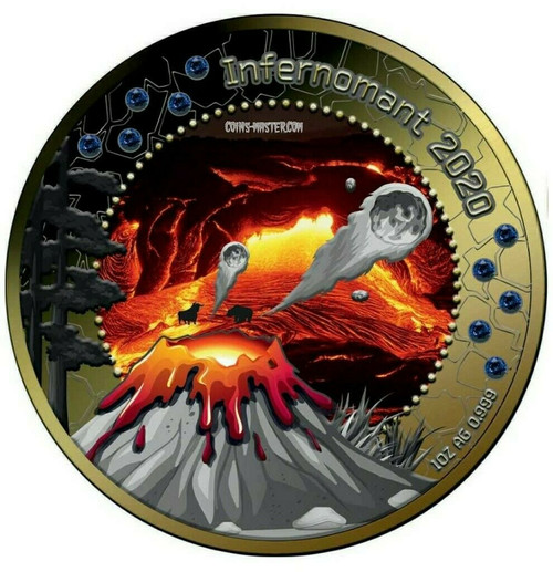 2020 1 Oz Silver 5 Cedis Ghana INFERNOMANT II Treasures of the Blue Planet Coin.