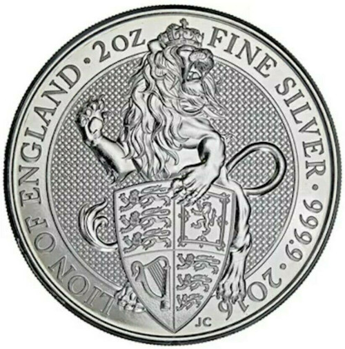 2016 2 Oz Silver £5 UK Queen Beast LION OF ENGLAND Coin.