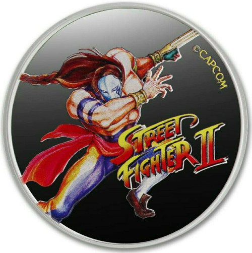 2021 1 Oz Silver 50 Cents Fiji 30TH ANNIV STREET FIGHTER II VEGA Colored Coin.